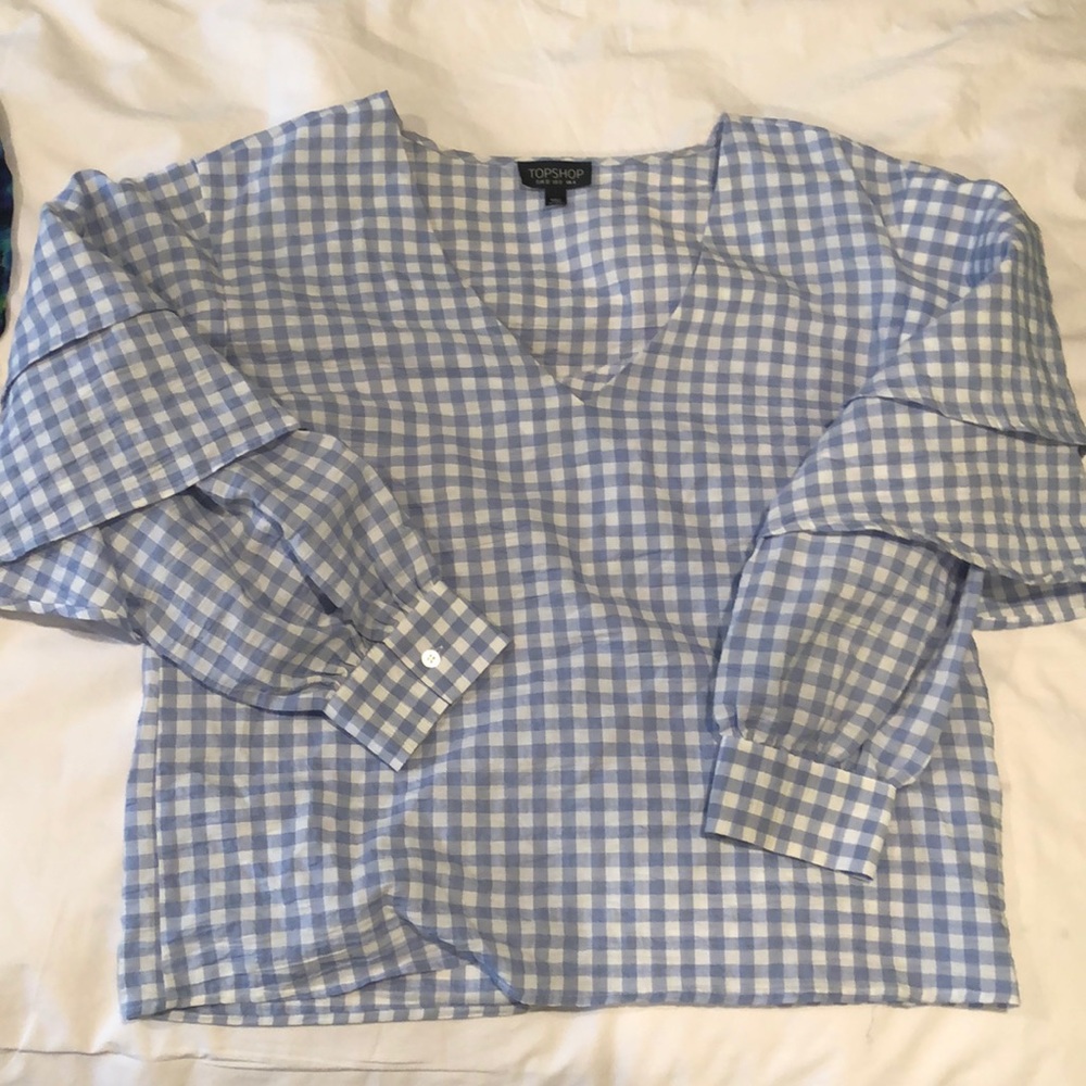 Topshop gingham top women’s 0 NWOT